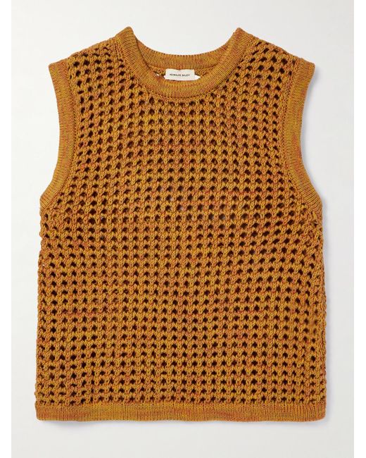 Nicholas Daley Brown Crocheted Cotton Sweater Vest for men