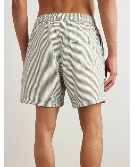 Loro Piana Natural Bay Straight-leg Mid-length Logo-print Striped Swim Shorts for men