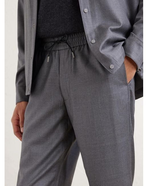 Sease Gray Summer Mindset Straight-Leg Virgin Wool Drawstring Trousers for men
