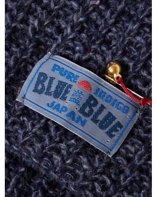 Berretto in misto lana mélange con logo applicato di Blue Blue Japan in Blue da Uomo