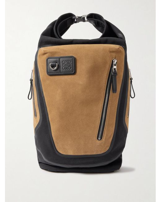 Loewe Black Flex Logo-Embossed Suede And Canvas Backpack for men