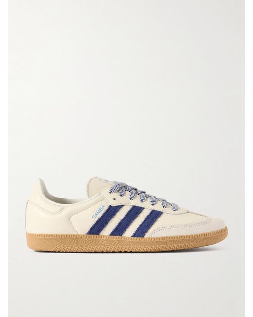 Adidas Originals Blue Samba Og Suede-Trimmed Leather Sneakers for men
