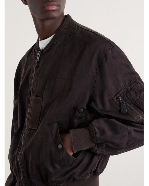 A.PRESSE Black B-15C Cotton And Silk-Blend Bomber Jacket for men