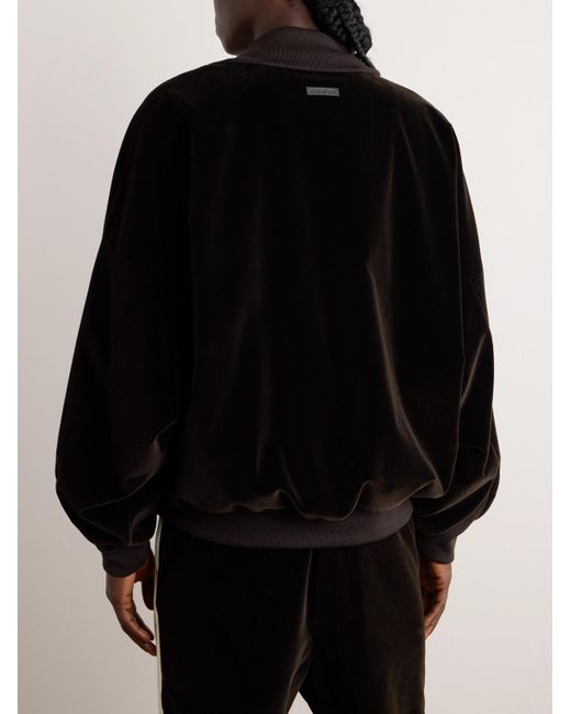 Fear Of God Black Logo-appliquéd Cotton And Modal-blend Velvet Track Jacket for men