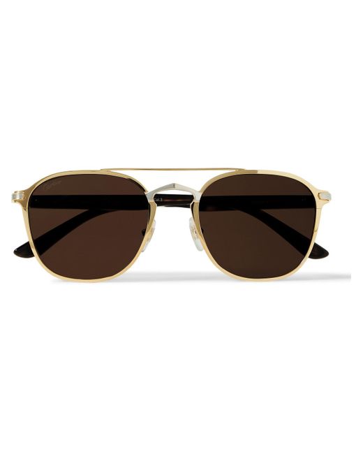Cartier Aviator Style Gold And Silver Tone And Tortoiseshell Acetate Sunglasses In Metallic For
