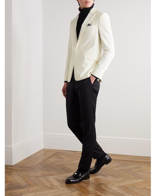 Paul Smith White Satin-Trimmed Cotton-Velvet Tuxedo Jacket for men