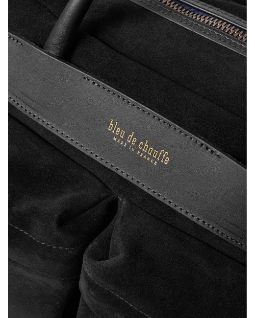 Bleu De Chauffe Black Helios Leather-trimmed Suede Briefcase for men