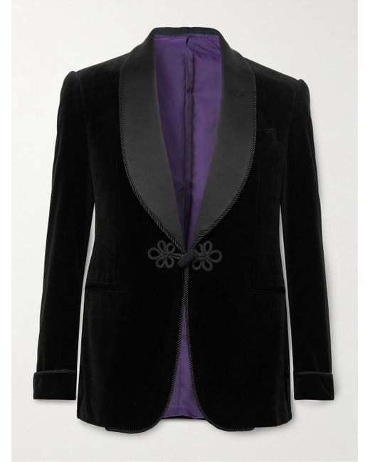 Ralph Lauren Purple Label Astaire Shawlcollar Satintrimmed Cotton