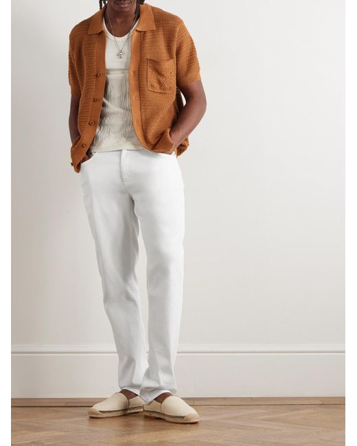 Frescobol Carioca Columbo gerade geschnittene Hose aus Twill aus einer Baumwollmischung in White für Herren