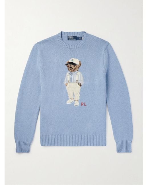 Polo Ralph Lauren Blue Appliquéd Cotton Sweater for men