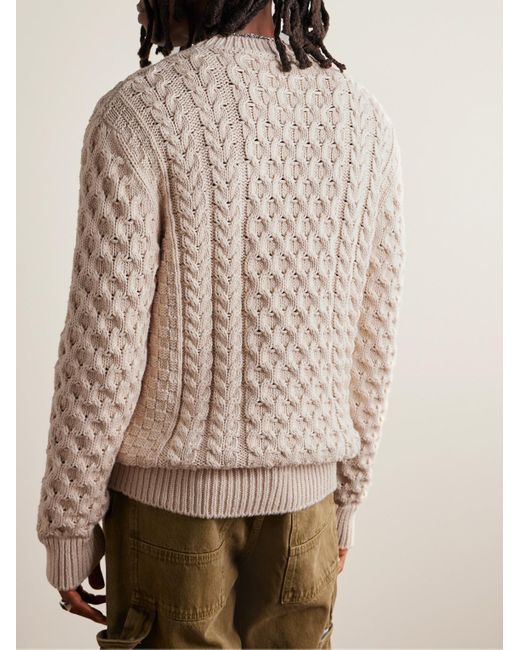 Givenchy White Logo-jacquard Cable-knit Cotton-blend Sweater for men