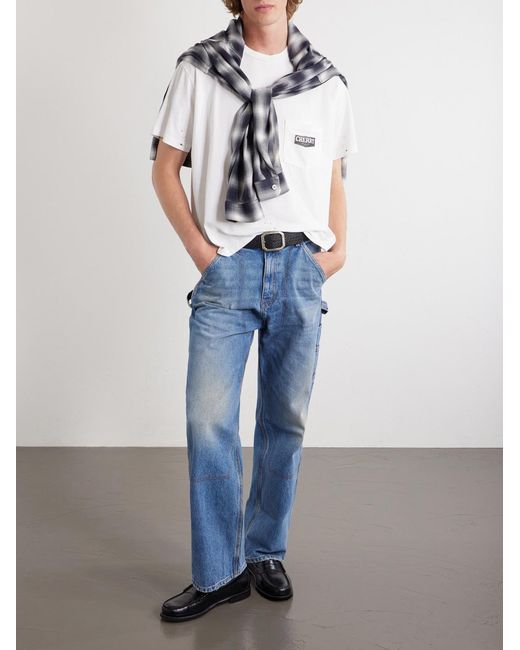 CHERRY LA White Logo-Print Paint-Splattered Cotton-Jersey T-Shirt for men