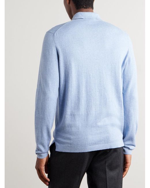 Sid Mashburn Blue Slim-Fit Cotton And Cashmere-Blend Polo Shirt for men