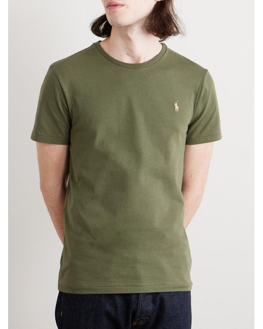 Polo Ralph Lauren Green Slim-fit Logo-embroidered Cotton-jersey T-shirt for men