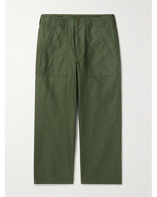 Beams Plus Green Wide-Leg Cotton Trousers for men