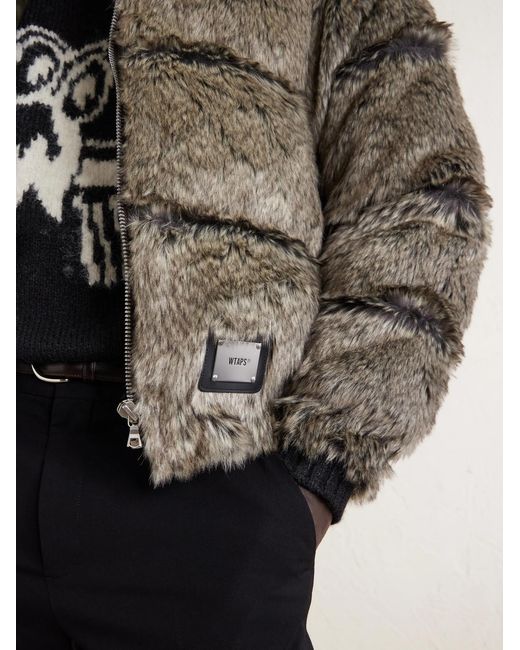 (w)taps Gray Plush Coat for men