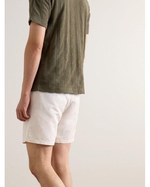 Mr P. Natural Straight-Leg Pleated Cotton And Linen-Blend Twill Shorts for men