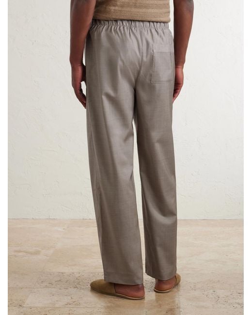 Frescobol Carioca Gray Luan Straight-Leg Wool Drawstring Trousers for men