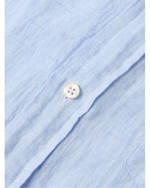 Hartford Blue Paul Linen Shirt for men