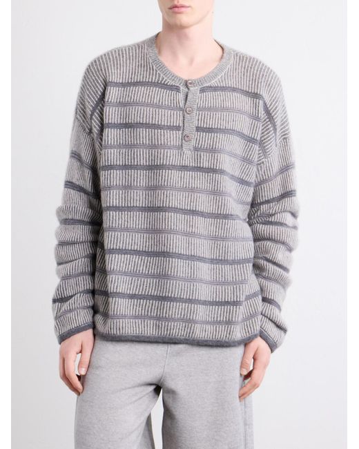 The Elder Statesman Gray Nimbus Striped Cashmere Sweater for men