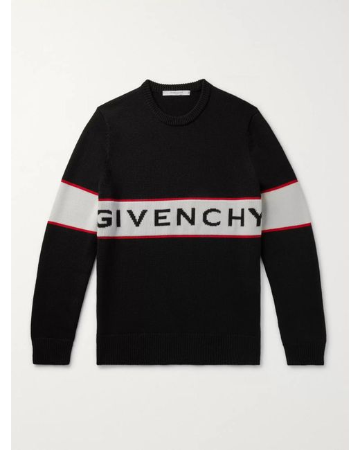 Givenchy Black Inverted Logo-intarsia Wool Sweater for men
