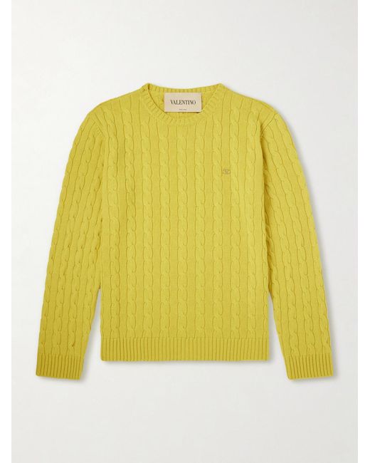 Valentino Garavani Yellow Vlogo-embellished Cashmere Sweater for men