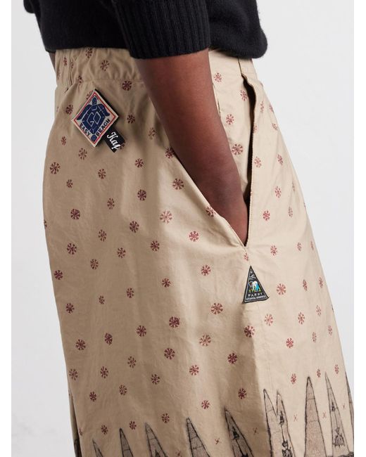Kapital Natural Wide-Leg Printed Cotton Shorts for men