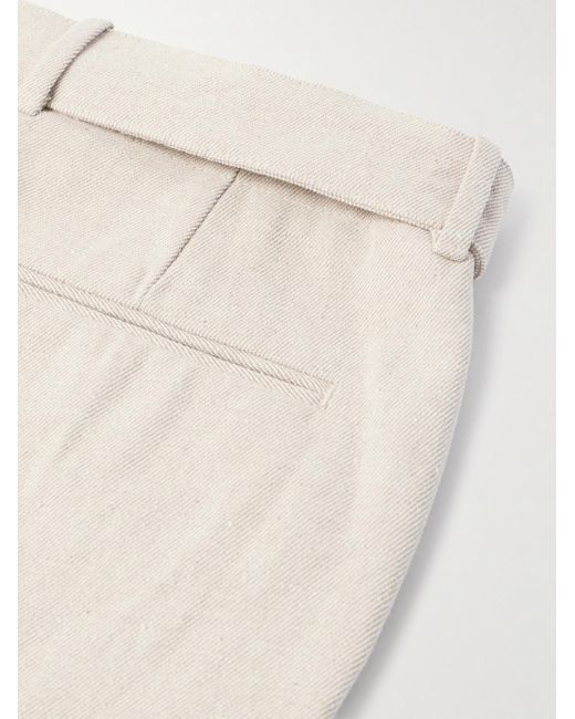 STÒFFA Natural Straight-Leg Belted Cotton-Twill Trousers for men
