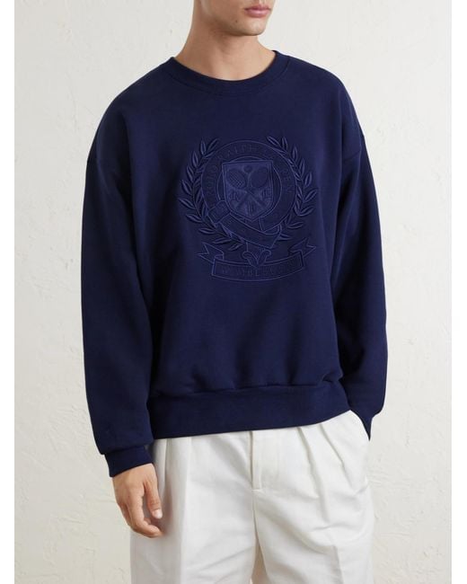 Polo Ralph Lauren Blue Wimbledon Logo-Embroidered Cotton Sweatshirt for men