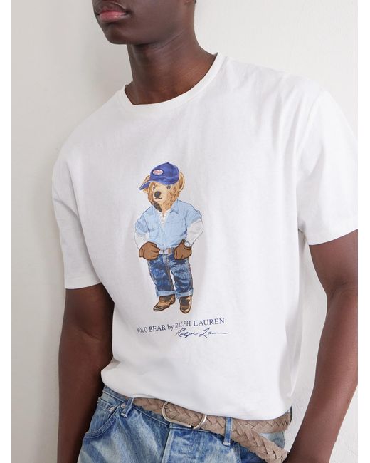 Polo Ralph Lauren White Polo Bear Printed Cotton-Jersey T-Shirt for men