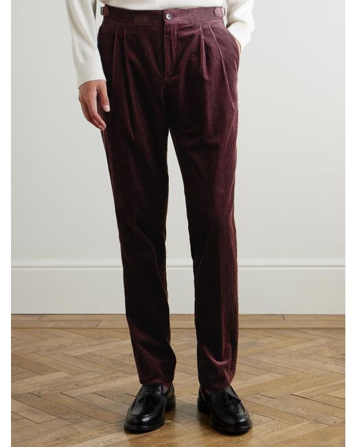 Mr P. Purple Slim-Fit Straight-Leg Cotton And Cashmere-Blend Corduroy Tuxedo Trousers for men