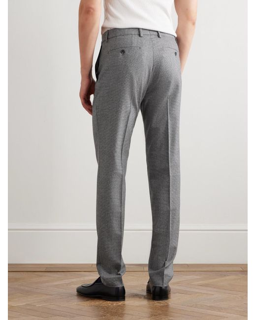 Incotex Gray Slim-Fit Tapered Virgin Wool-Blend Houndstooth Trousers for men