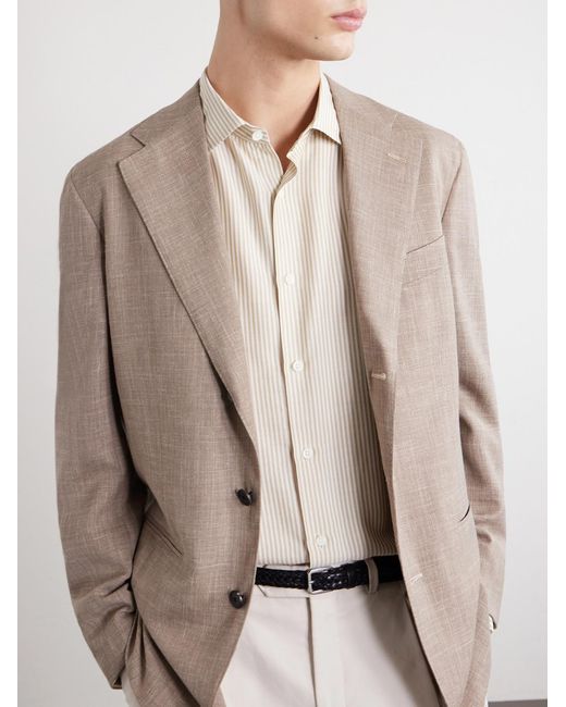 Zegna Natural Striped Silk Shirt for men