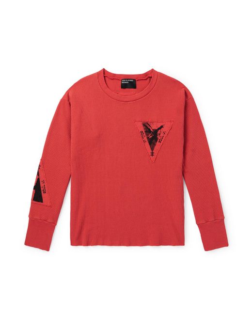 Enfants Riches Deprimes Red Assemblage Slim-Fit Appliquéd Waffle-Knit Cotton-Jersey T-Shirt for men