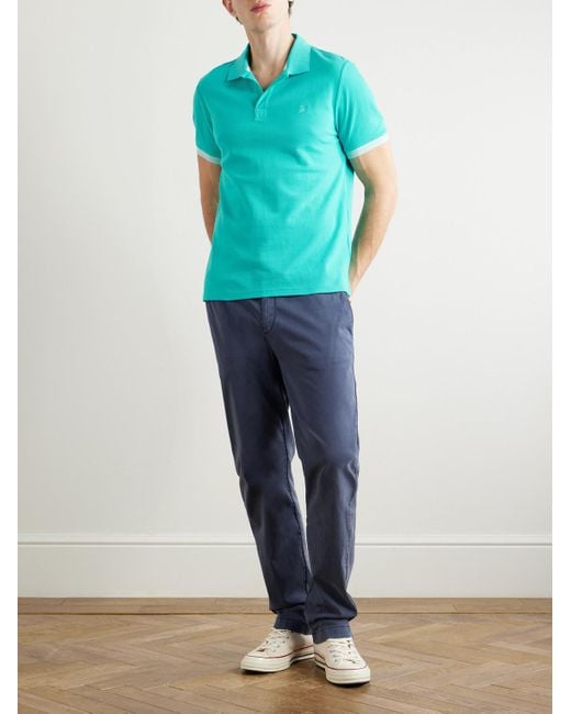 Vilebrequin Schmal geschnittenes Polohemd aus Biobaumwoll-Piqué mit Logostickerei in Blue für Herren