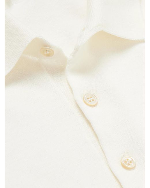 De Petrillo White Cotton Polo Shirt for men