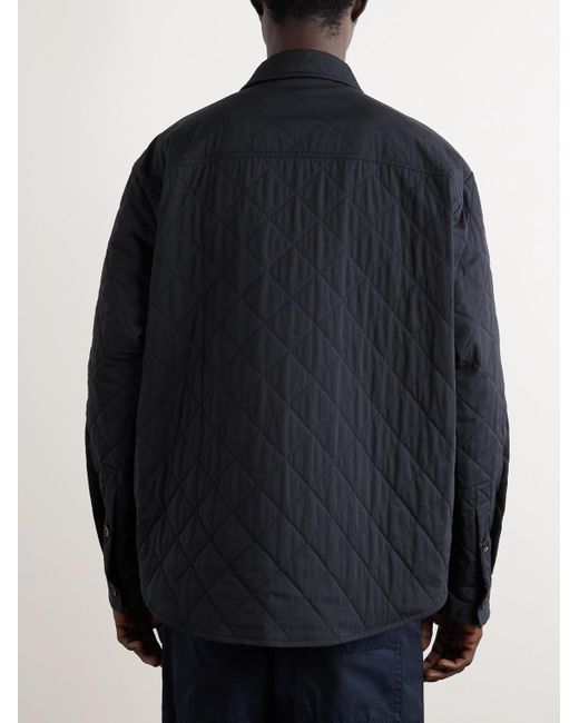 Bottega Veneta Blue Intrecciato Suede-Trimmed Quilted Cotton-Blend Overshirt for men