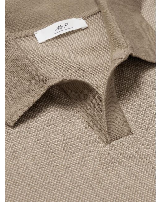 Mr P. Natural Honeycomb-knit Organic Cotton Polo Shirt for men