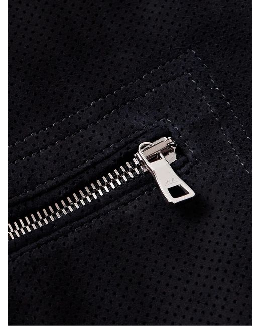 Mr P. Blue Golf Perforated Suede Blouson Jacket for men