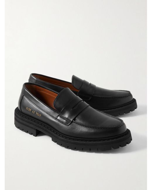 Common Projects Black Leather Penny Loafers for men