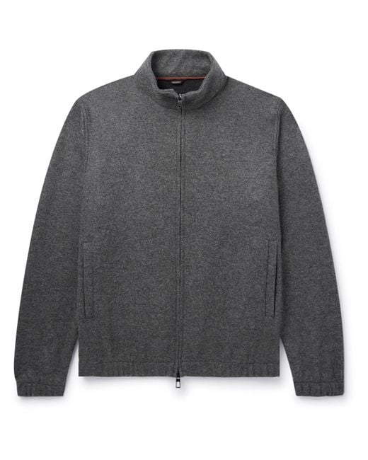 Loro Piana Gray Cashmere-blend Zip-up Sweater for men