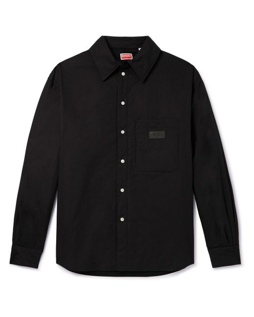 KENZO Black Logo-appliquéd Padded Cotton Overshirt for men