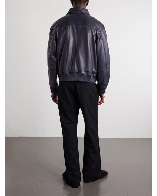 Officine Generale Blue Cassio Leather Jacket for men