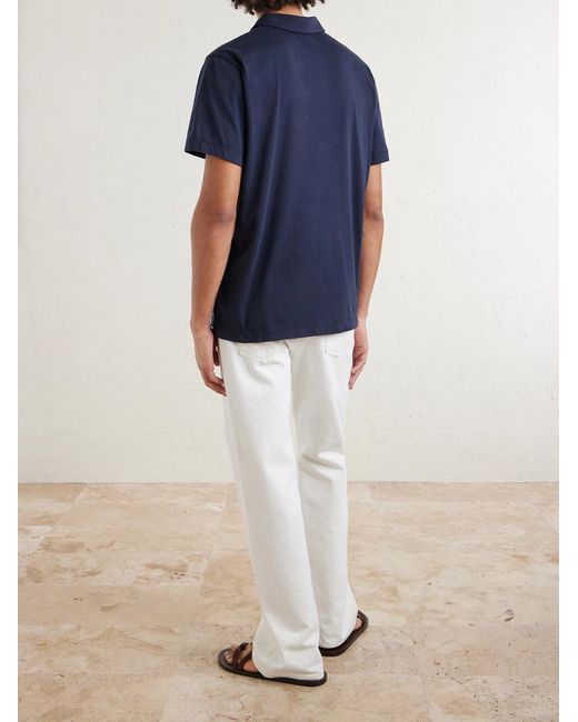 James Perse Blue Luxe Lotus Cotton-Jersey Polo Shirt for men