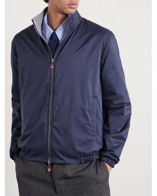 Kiton Shell Bomber Jacket in Blue für Herren