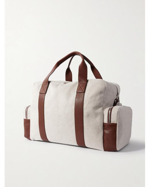 Brunello Cucinelli Weekender aus Canvas mit Lederbesatz in Natural für Herren