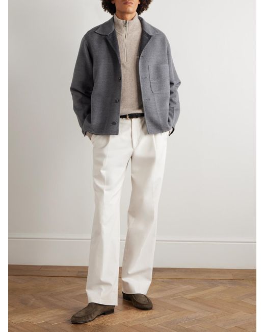 Sease White Cashmere Half-Zip Sweater for men