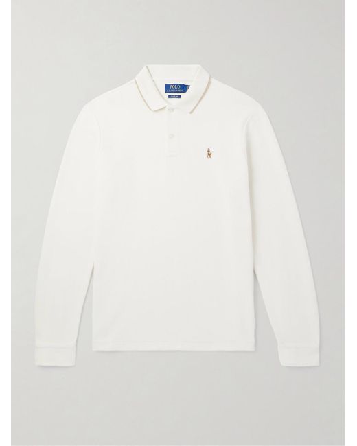 Polo Ralph Lauren White Logo-Embroidered Cotton-Jersey Polo Shirt for men