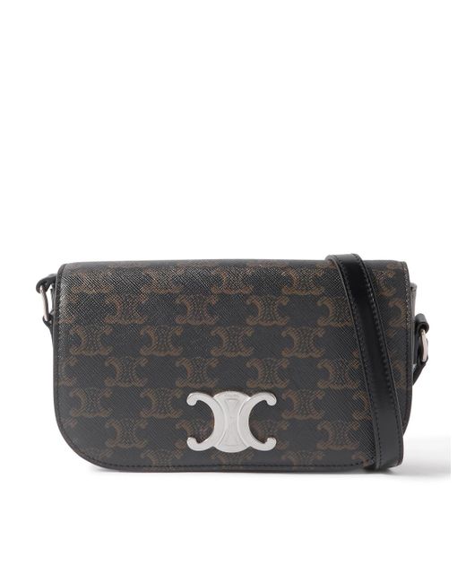 Céline Black Triomphe Leather-Trimmed Logo-Print Coated-Canvas Messenger Bag for men