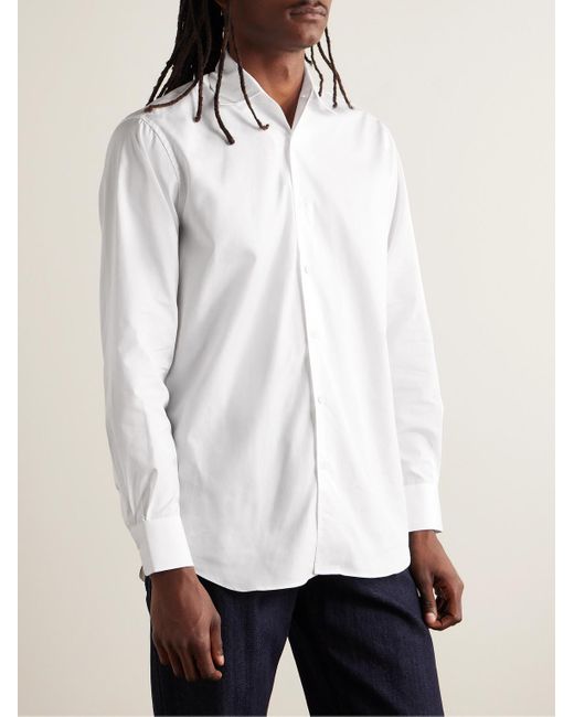 Saman Amel White Cotton-poplin Shirt for men